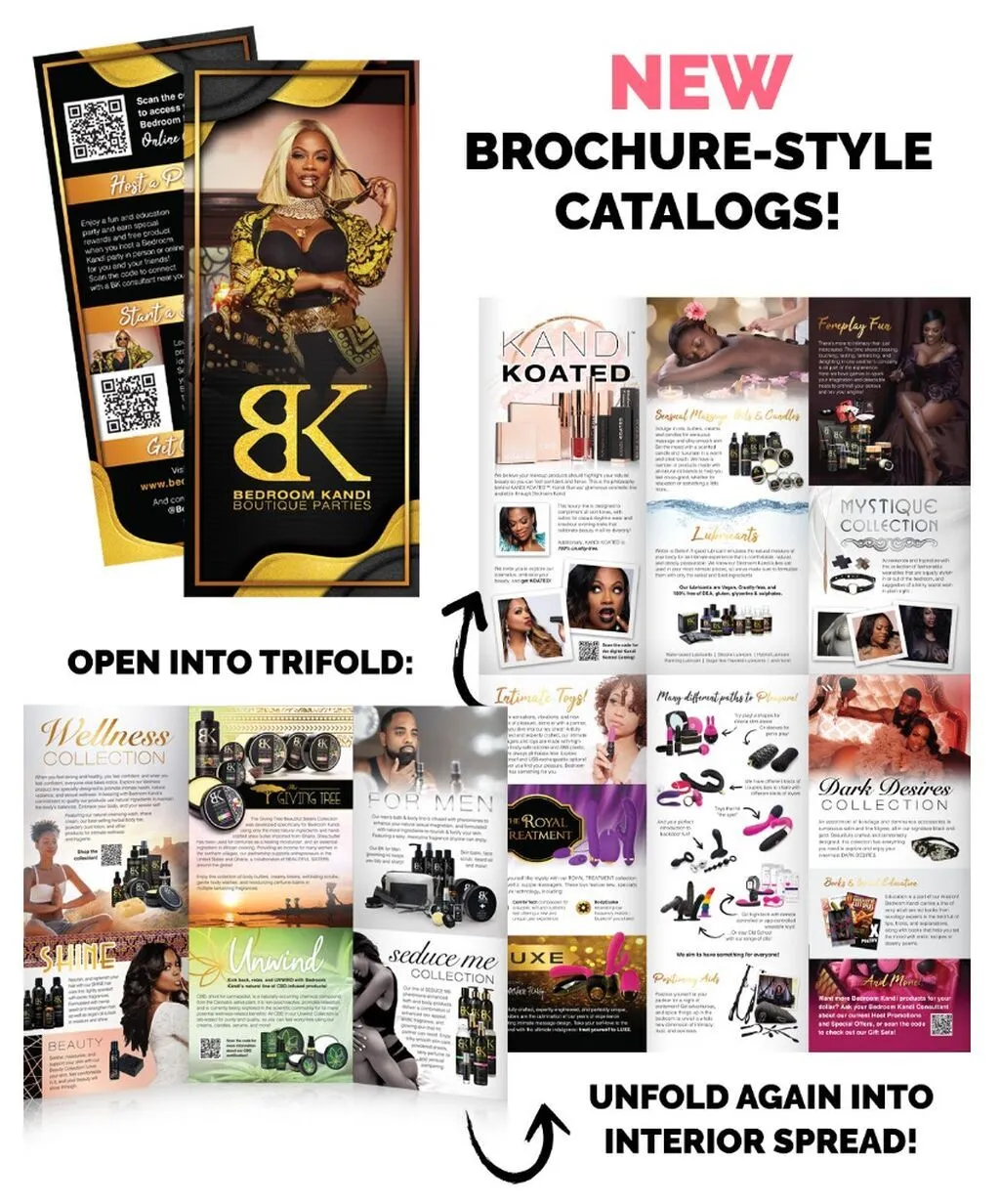 Kandi Koated and Bedroom Kandi brochure-style catalog preview with beauty and wellness collections